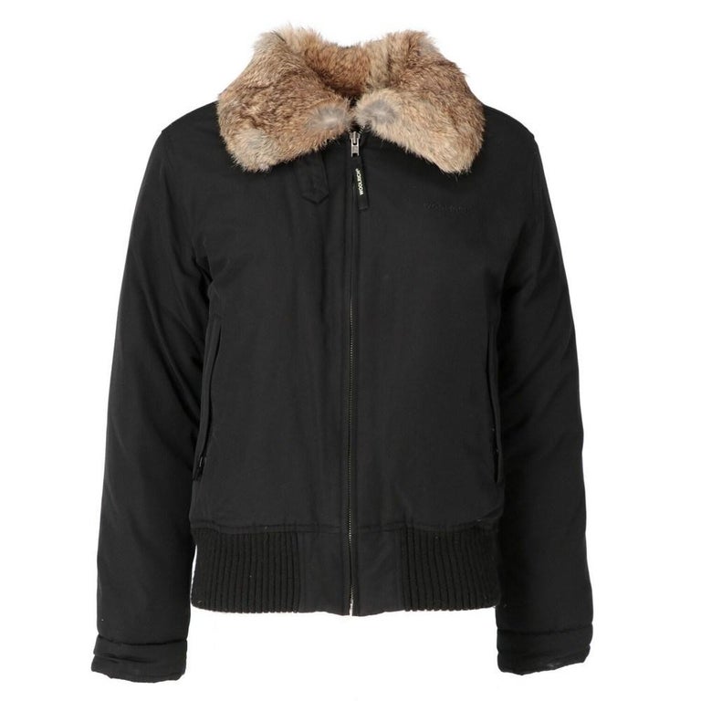 2010s Woolrich black down jacket with rabbit fur classic collar For Sale at  1stDibs