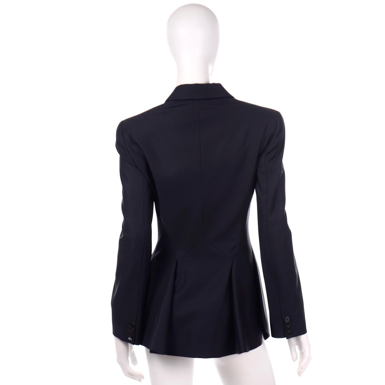 Women's or Men's 2011 Alexander McQueen Black Wool Cutaway Tuxedo Style Black Jacket