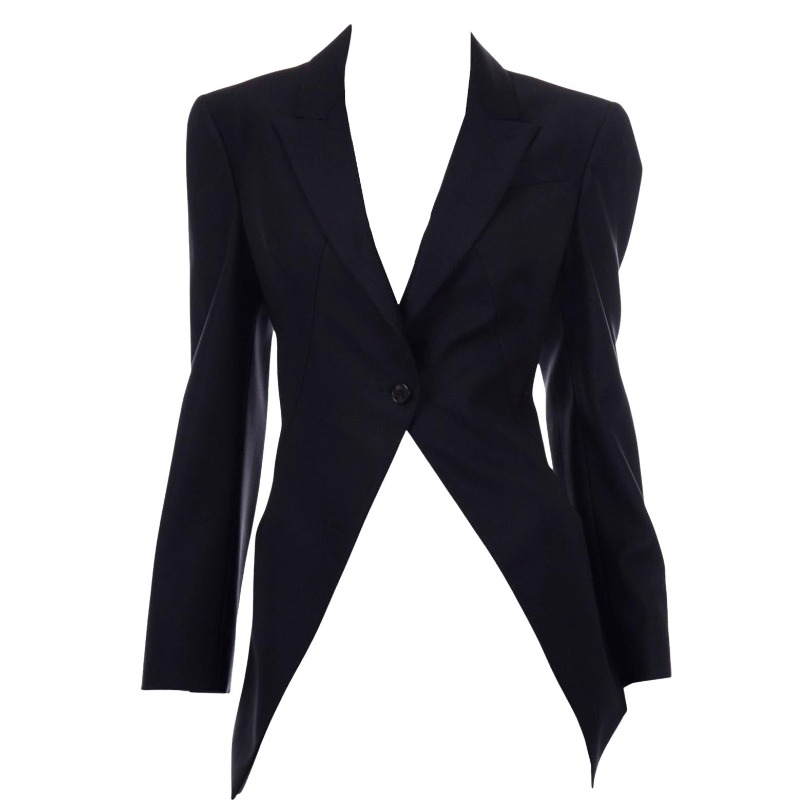 2011 Alexander McQueen Black Wool Cutaway Tuxedo Style Black Jacket