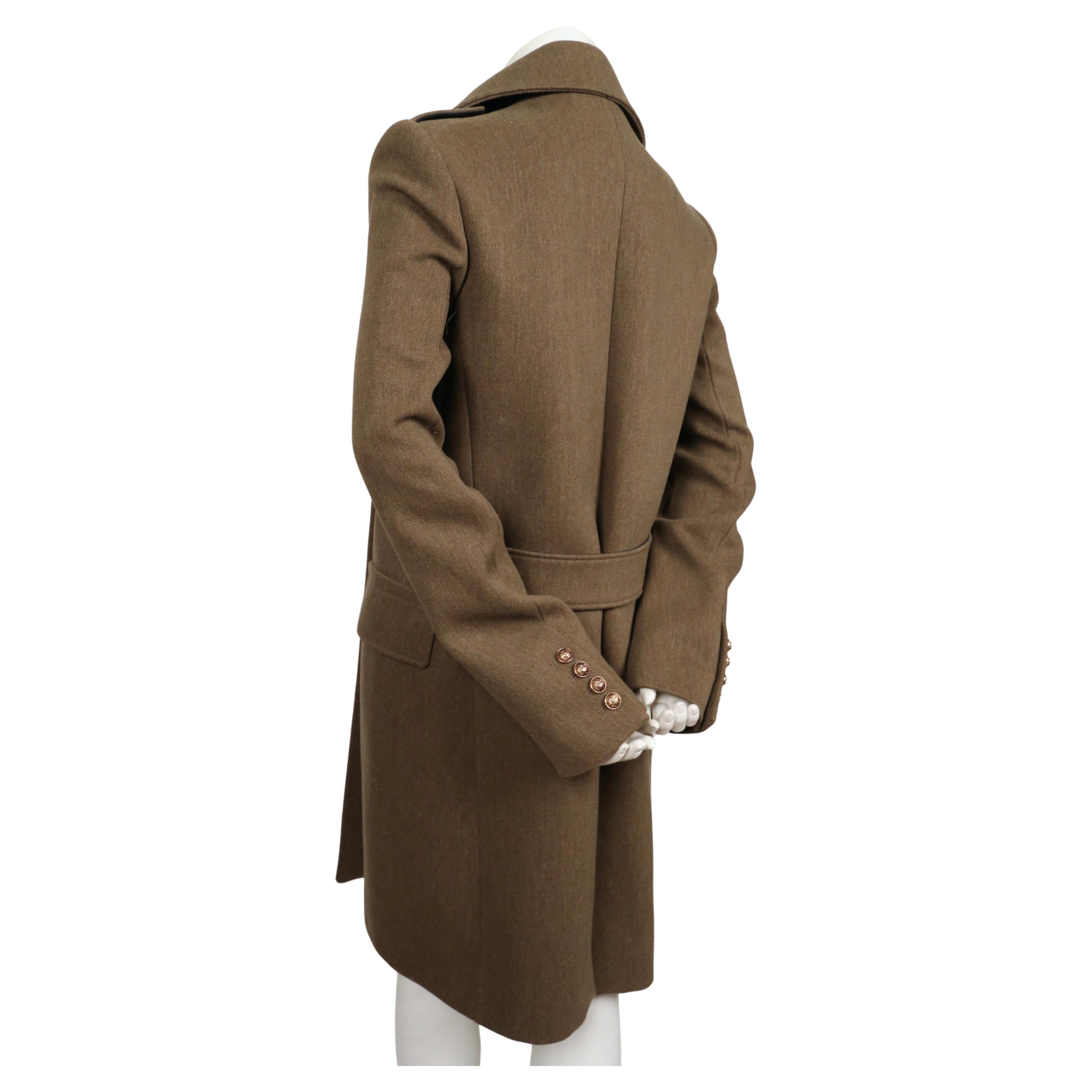 2011 BALMAIN olive green melton wool long military coat - new with tags For Sale 1