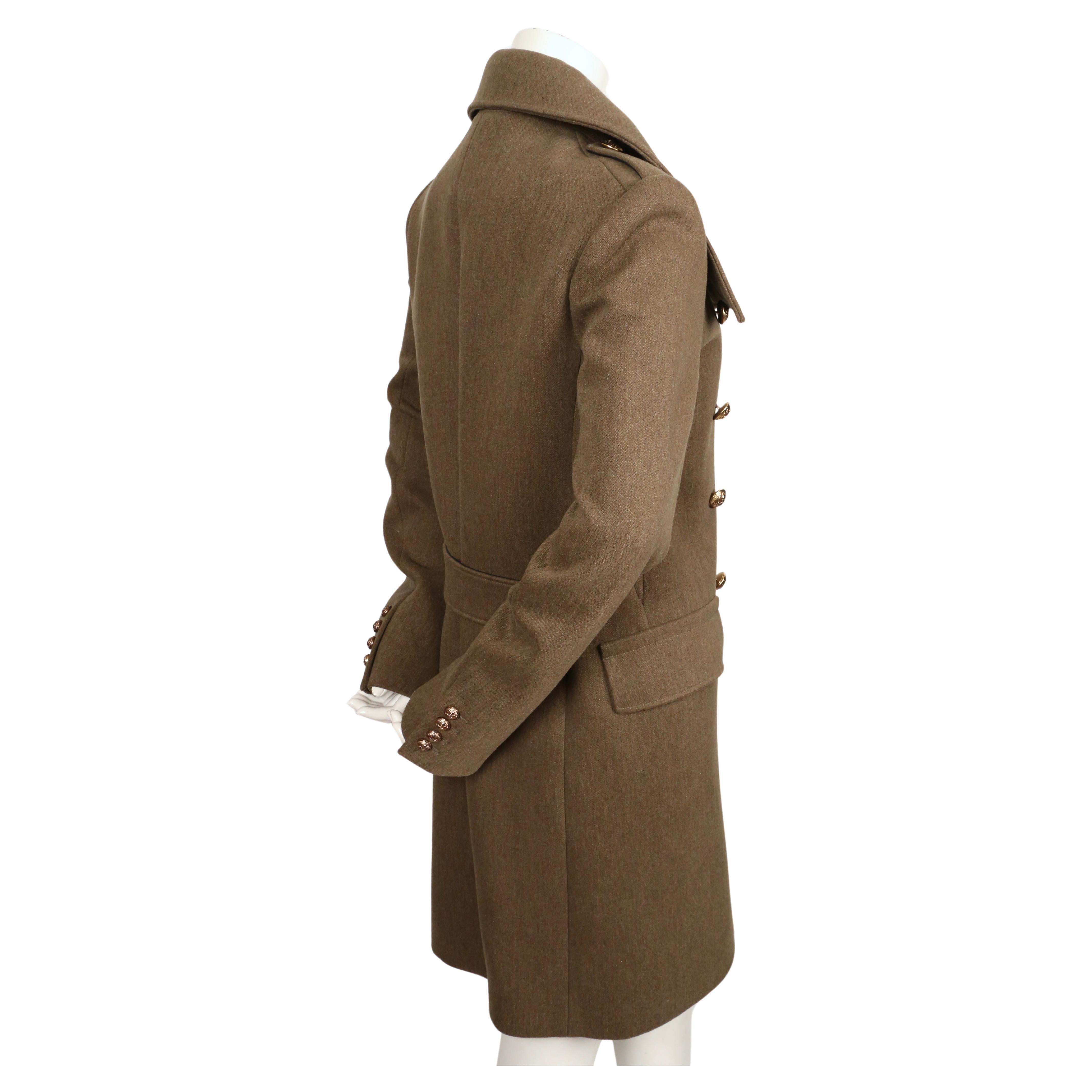 2011 BALMAIN olive green melton wool long military coat - new with tags For Sale 2
