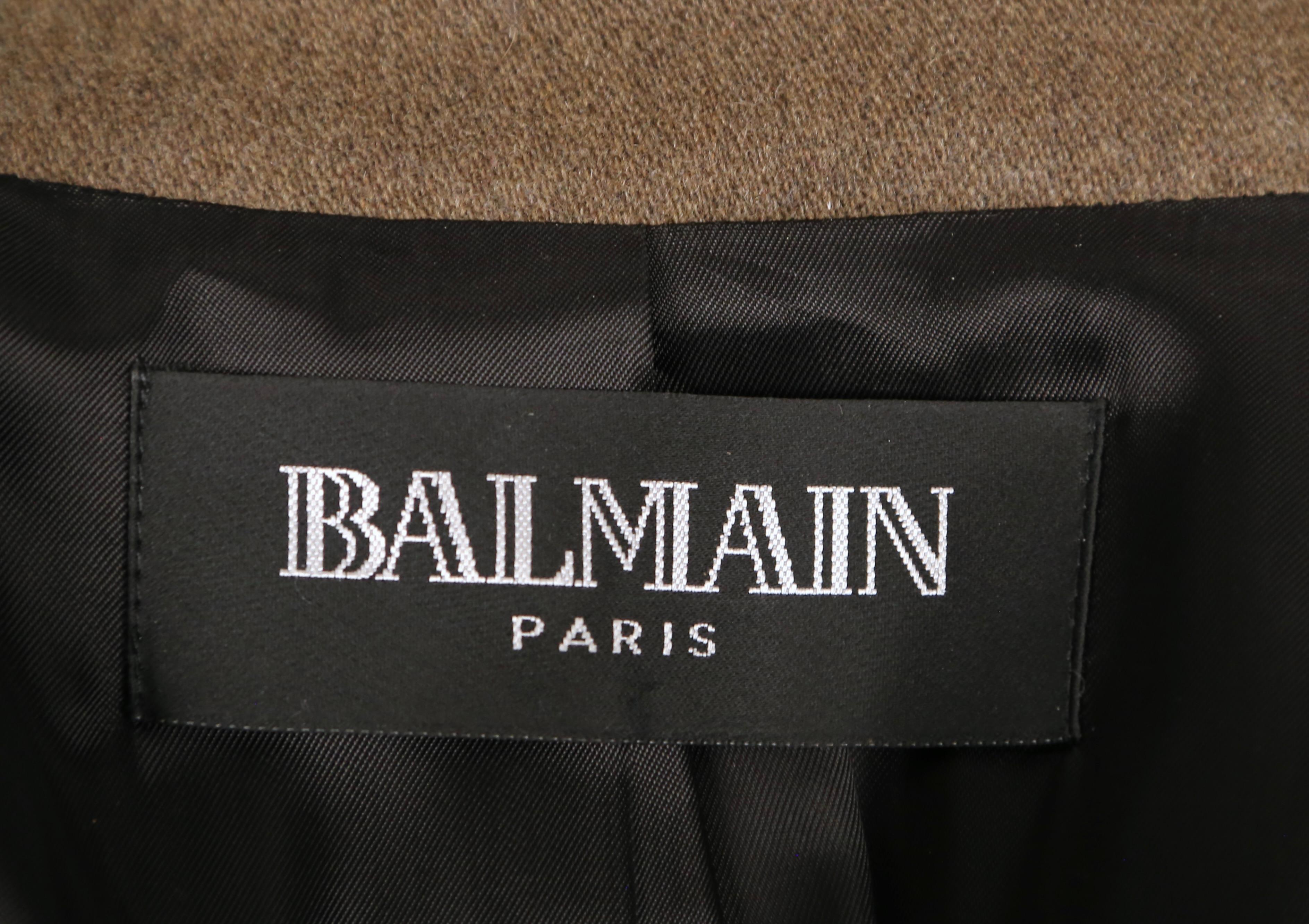 2011 BALMAIN manteau militaire long en laine melton vert olive - neuf avec étiquettes en vente 3