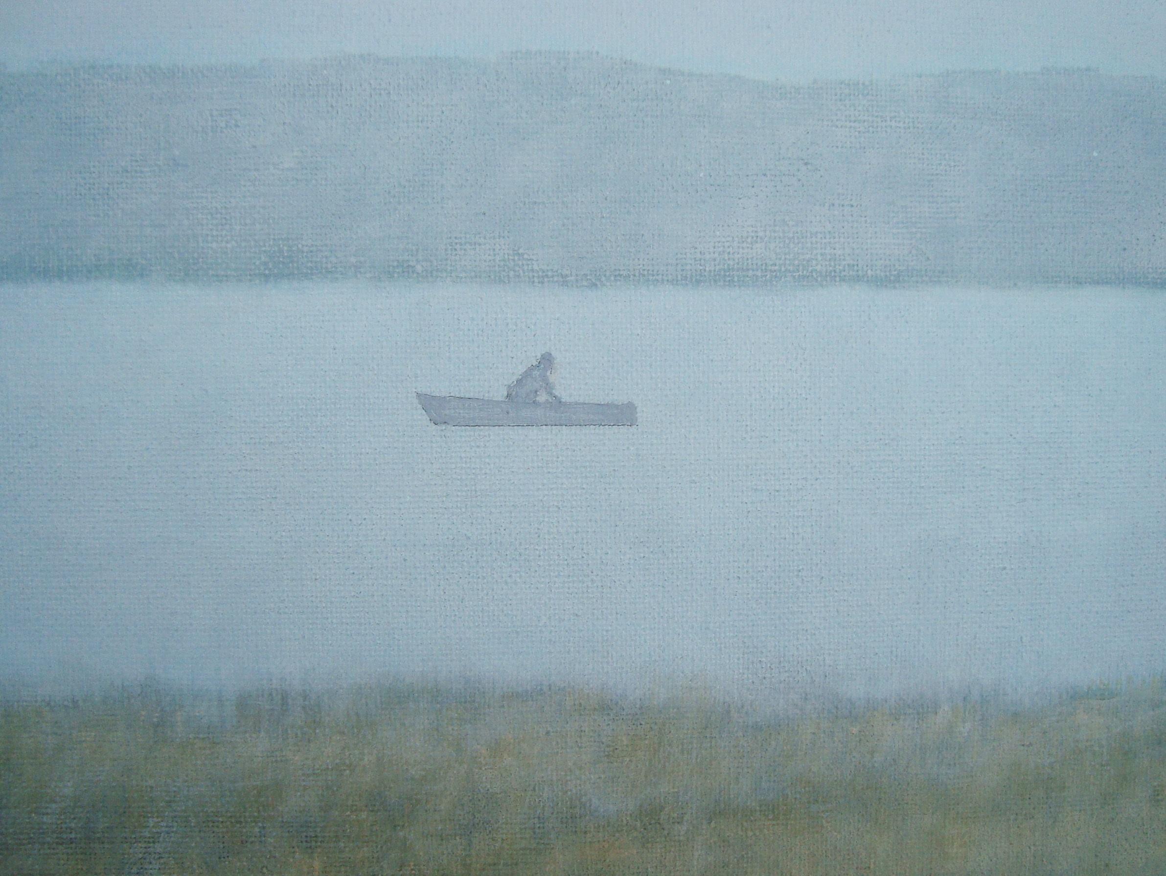 Überall Nebel und fast keine Details - aber ein Blick auf die Sonne.

Über den Künstler:

Die Gemälde von Bjarne Dahl sind realistisch und figurativ, inspiriert von Landschaften, Menschen und Gebäuden. Die Farben sind oft gedämpft, mit einem