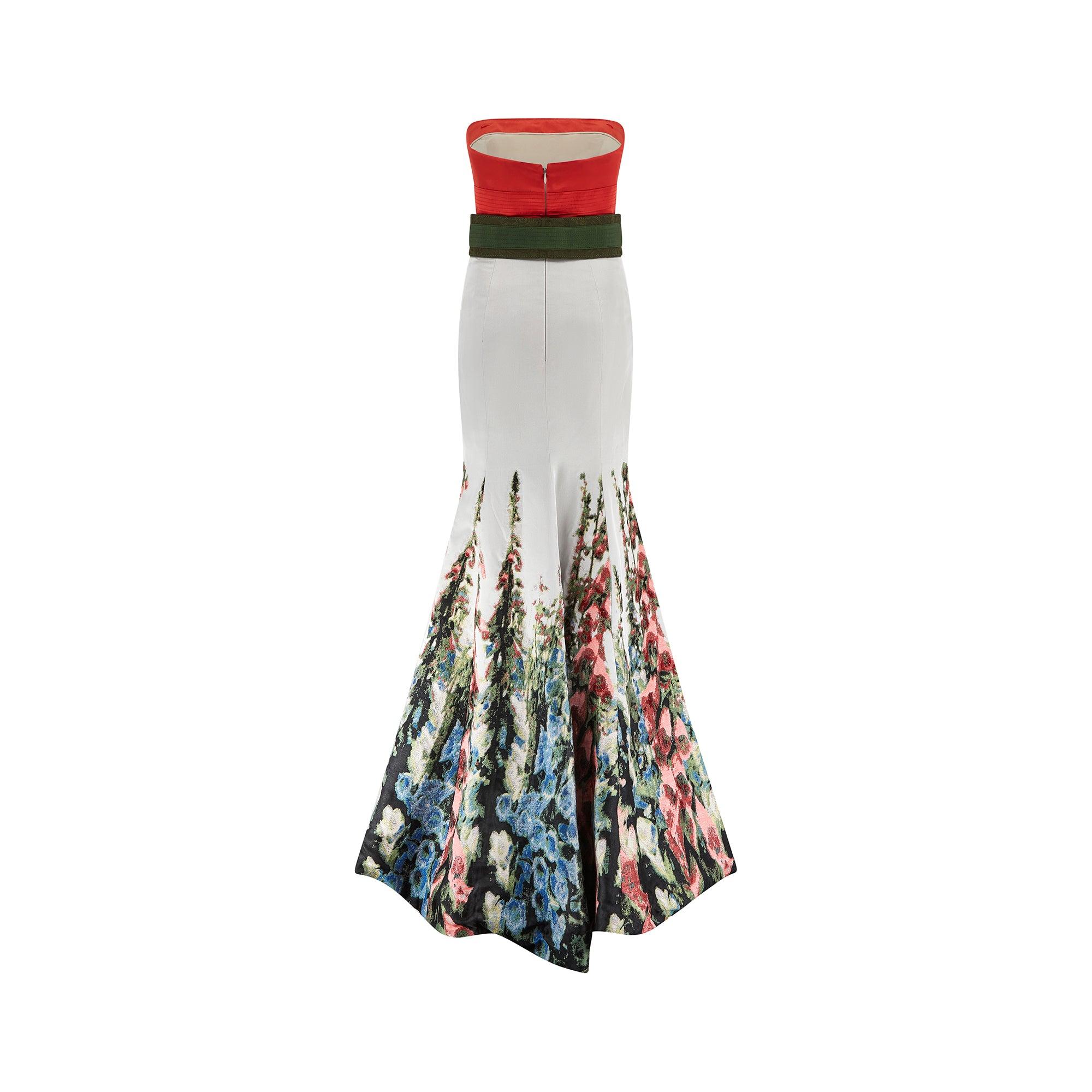 Gray 2011 Carolina Herrera Runway Documented Floral Maxi Dress For Sale