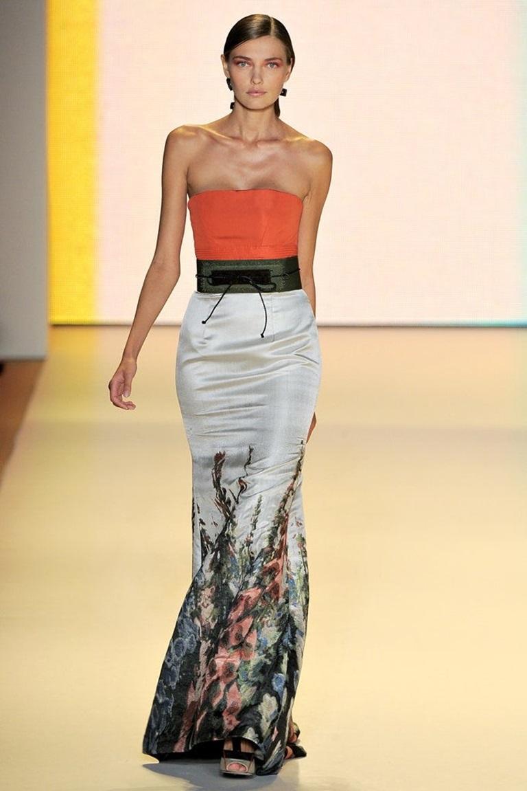 Women's 2011 Carolina Herrera Runway Documented Floral Maxi Dress For Sale