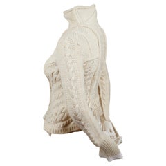 2011 CELINE By PHOEBE PHILO wool cable knit sweater with asymmetric hem