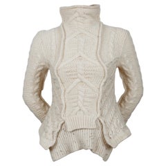 2011 CELINE By PHOEBE PHILO wool cable knit sweater with asymmetric hem