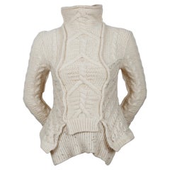 2011 CELINE By PHOEBE PHILO Zopfstrickpullover aus Wolle mit asymmetrischem Saum