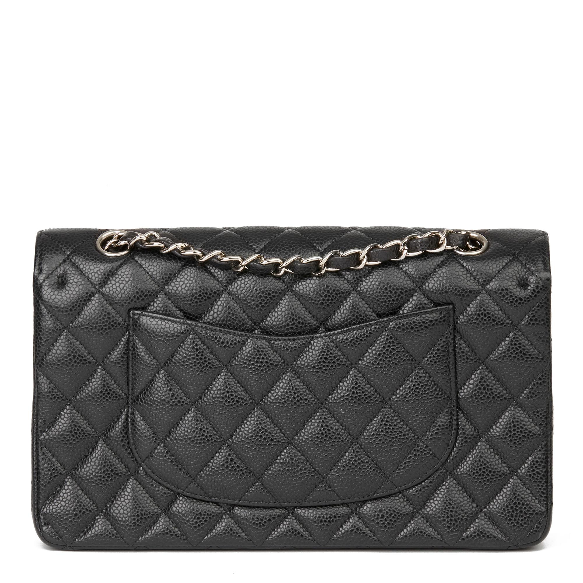 2011 Chanel Black Quilted Caviar Leather Classic Medium Double Flap Bag  In Excellent Condition In Bishop's Stortford, Hertfordshire