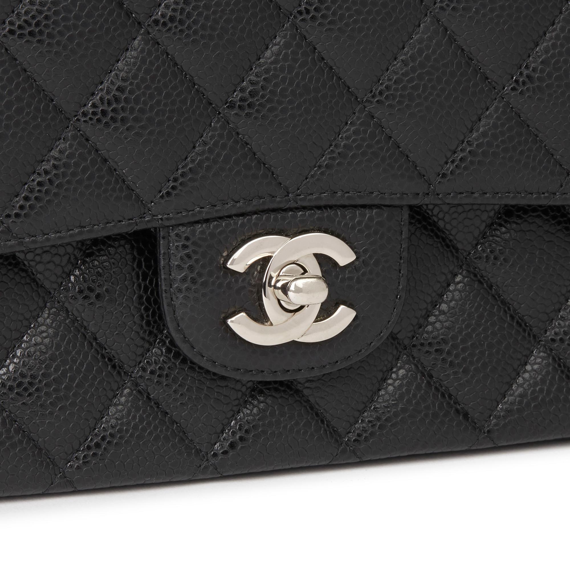 2011 Chanel Black Quilted Caviar Leather Classic Medium Double Flap Bag  1