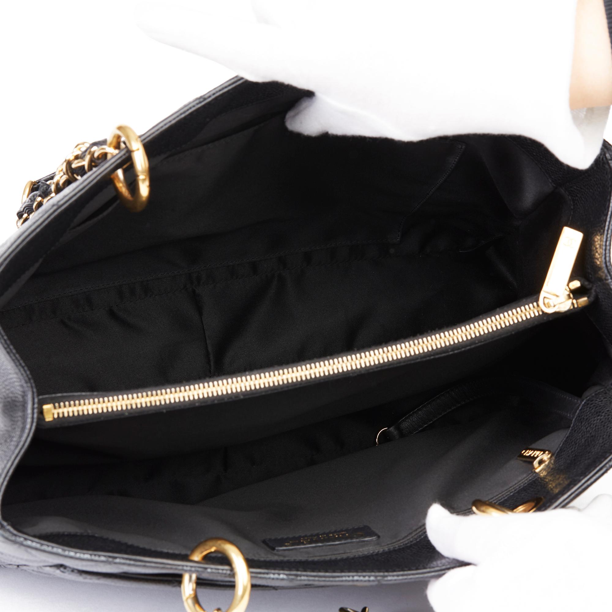 2011 Chanel Black Quilted Caviar Leather Grand Shopping Tote GST 5