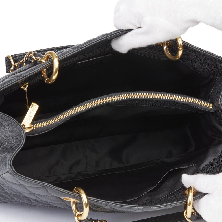 2011 Chanel Black Quilted Caviar Leather Grand Shopping Tote GST at 1stDibs