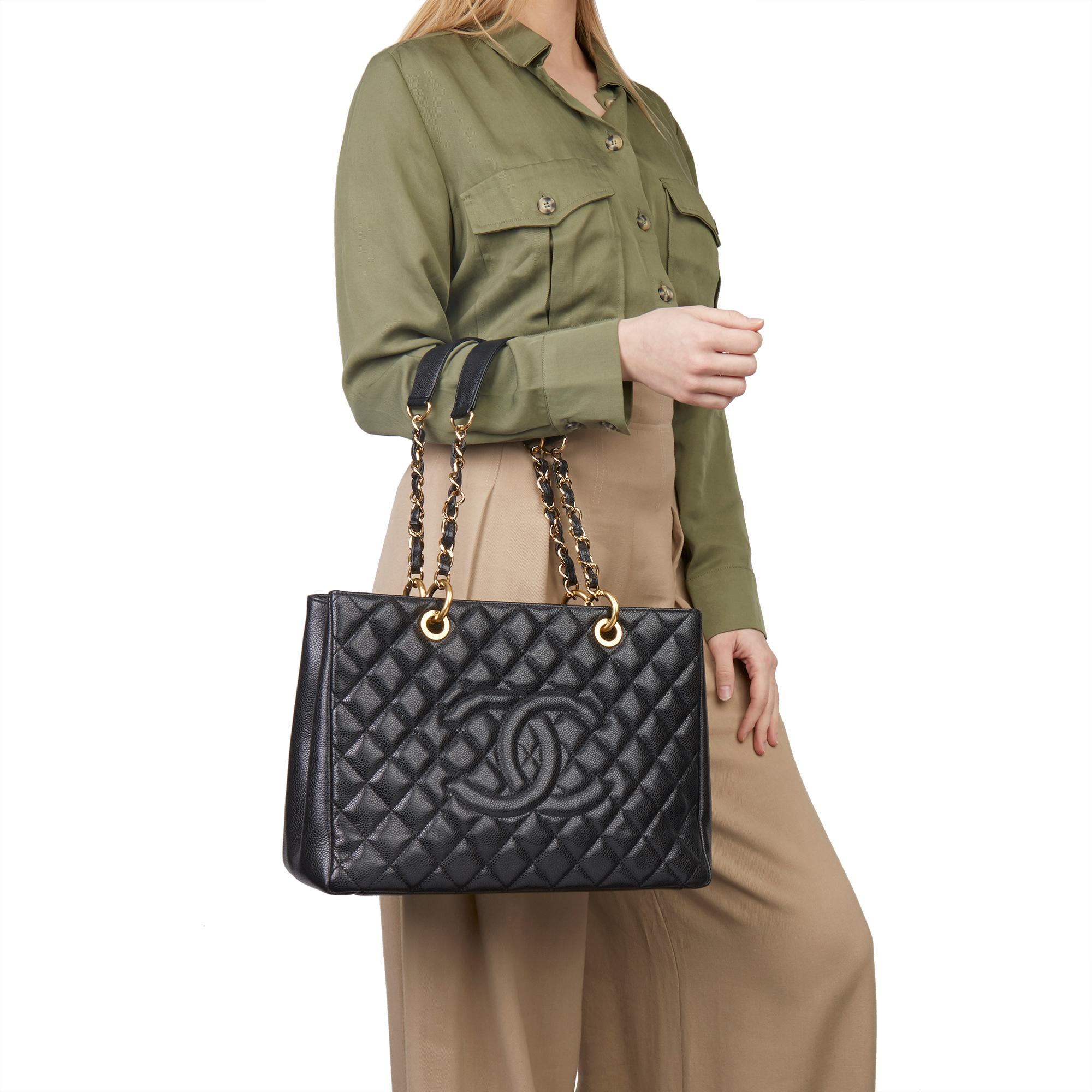 2011 Chanel Black Quilted Caviar Leather Grand Shopping Tote GST 6