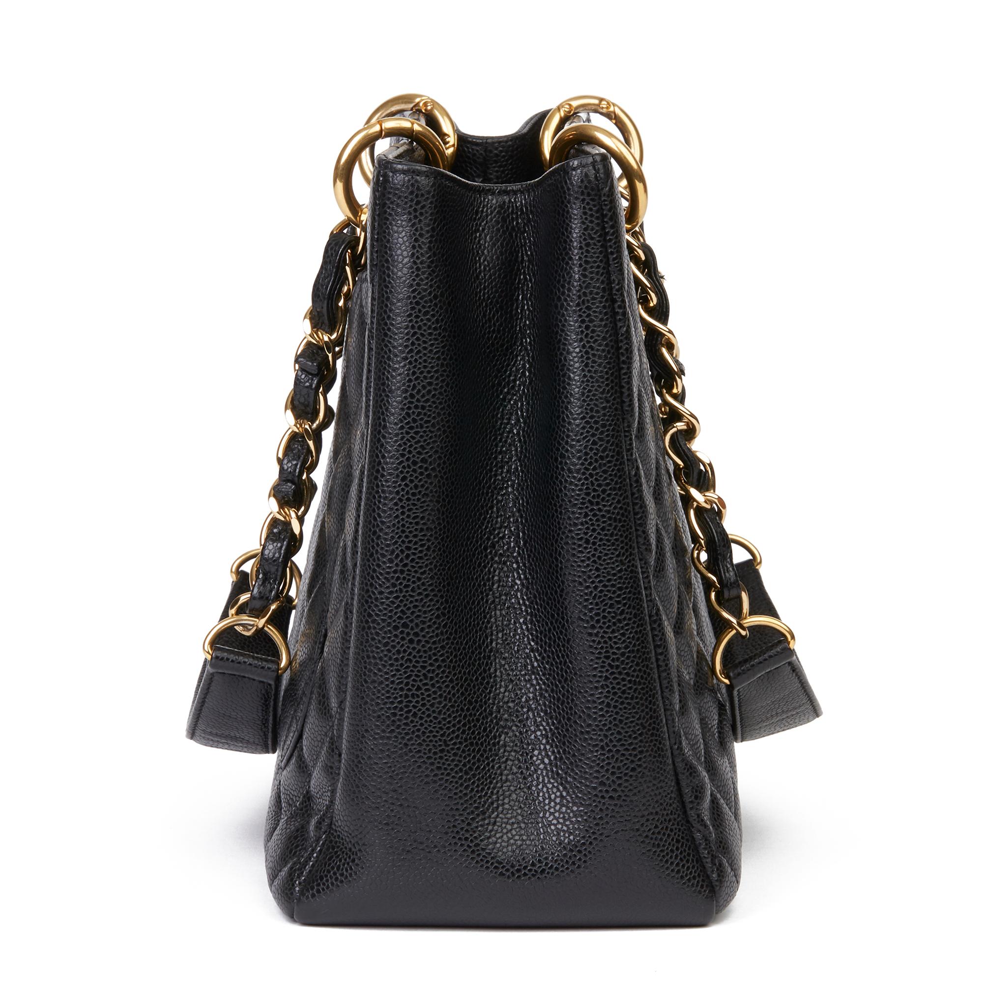 CHANEL
Black Quilted Caviar Leather Grand Shopping Tote GST

Xupes Reference: HB3347
Serial Number: 14917189
Age (Circa): 2011
Authenticity Details: Serial Sticker (Made in Italy)
Gender: Ladies
Type: Tote, Shoulder

Colour: Black 
Hardware: