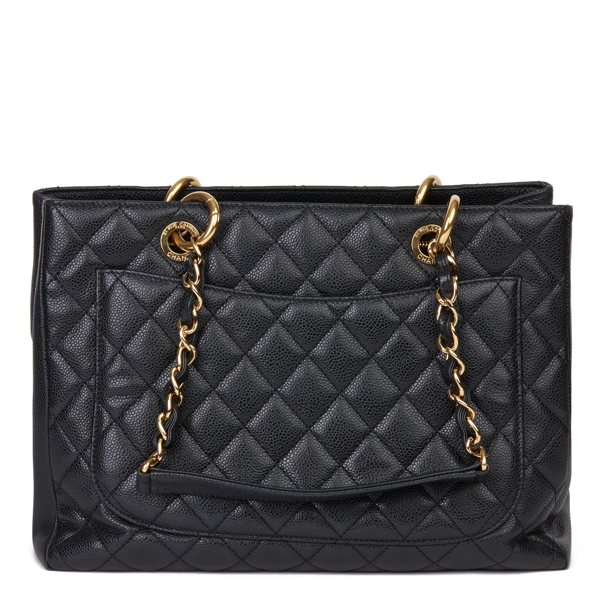 2011 Chanel Black Quilted Caviar Leather Grand Shopping Tote GST In Excellent Condition In Bishop's Stortford, Hertfordshire