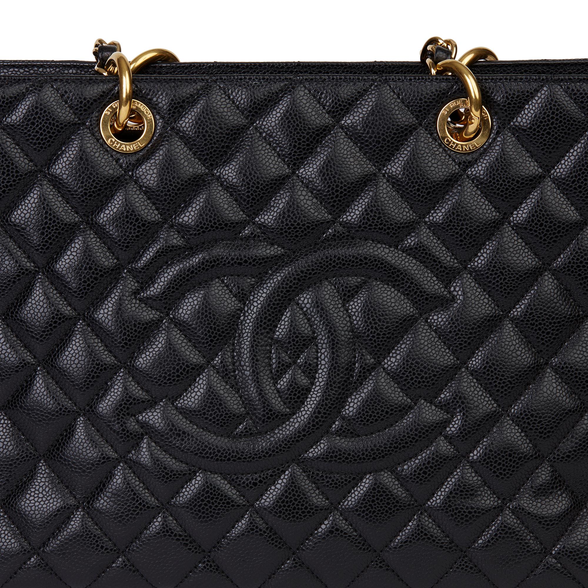 2011 Chanel Black Quilted Caviar Leather Grand Shopping Tote GST 1