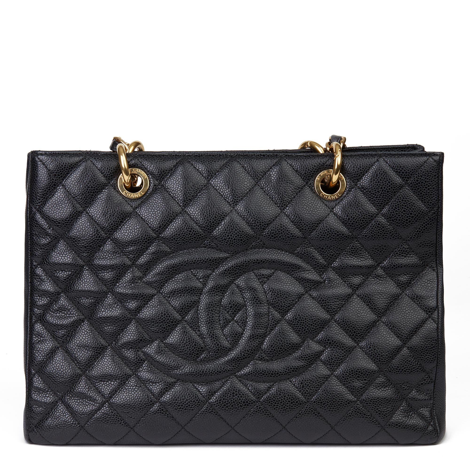 2011 Chanel Black Quilted Caviar Leather Grand Shopping Tote GST 1