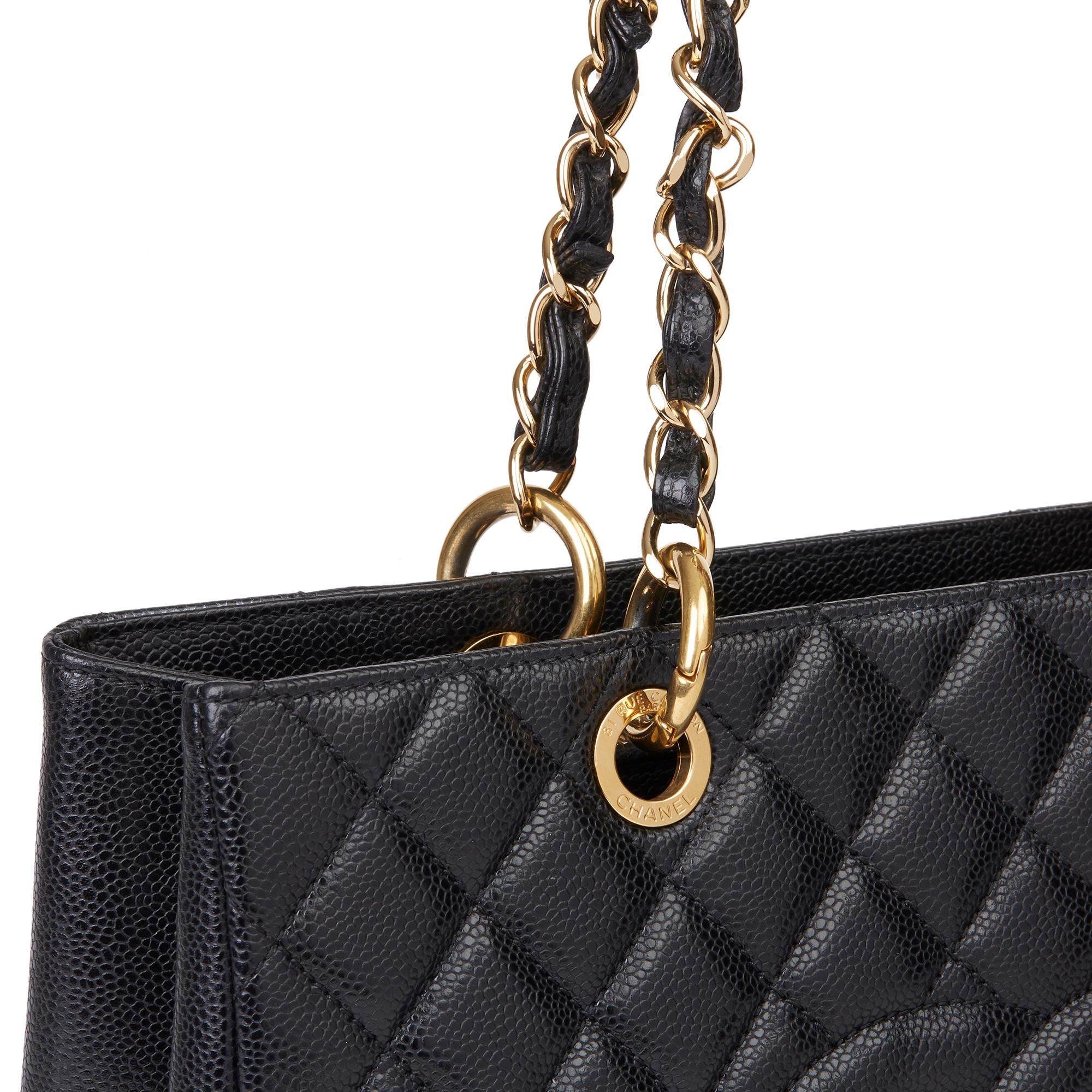 2011 Chanel Black Quilted Caviar Leather Grand Shopping Tote GST 2