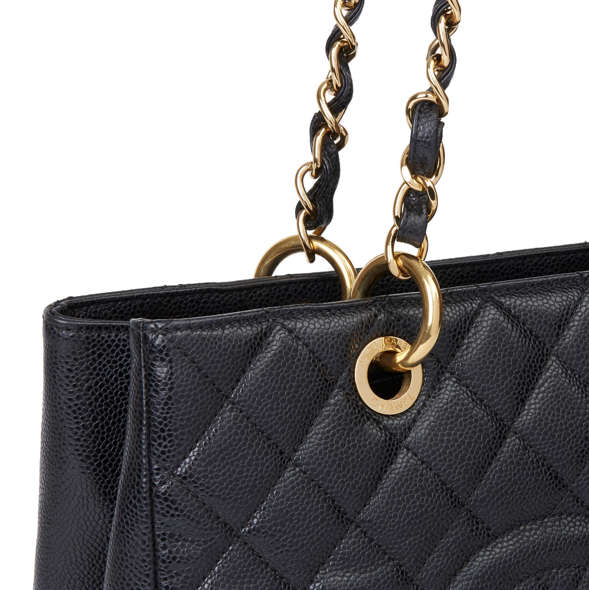 2011 Chanel Black Quilted Caviar Leather Grand Shopping Tote GST 2
