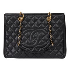 2011 Chanel Black Quilted Caviar Leather Grand Shopping Tote GST