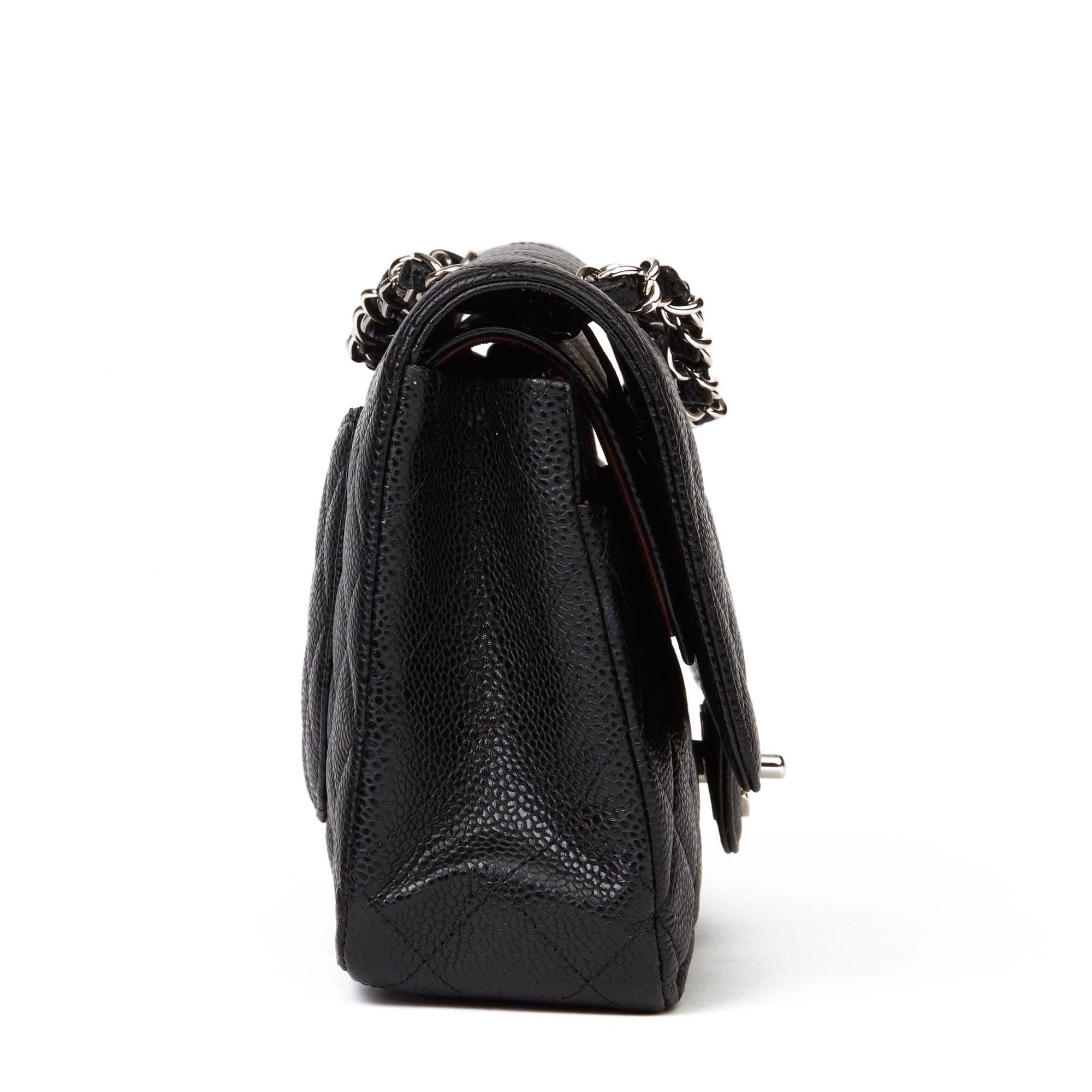 2011 Chanel Black Quilted Caviar Leather Medium Classic Double Flap Bag In Excellent Condition In Bishop's Stortford, Hertfordshire