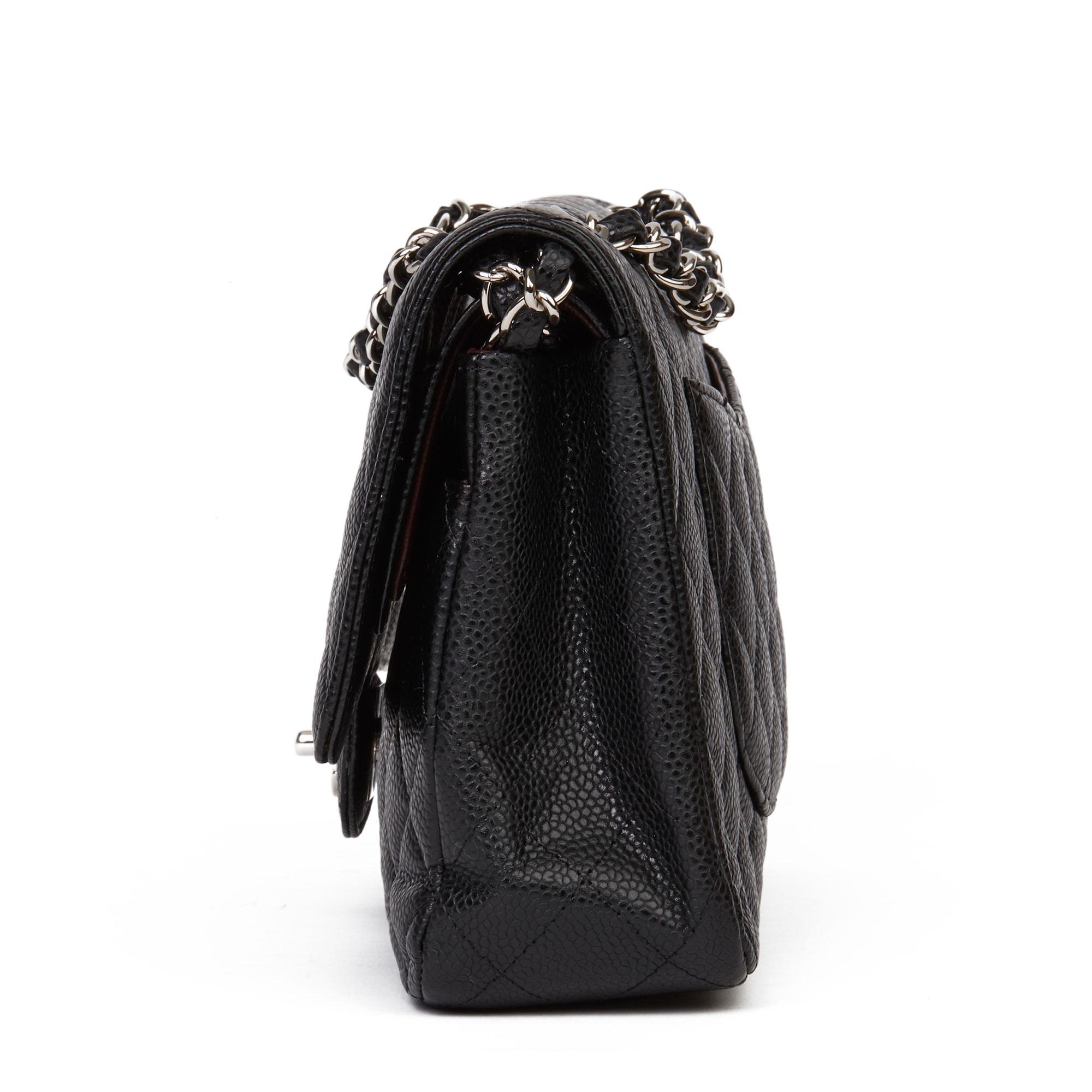 Women's 2011 Chanel Black Quilted Caviar Leather Medium Classic Double Flap Bag