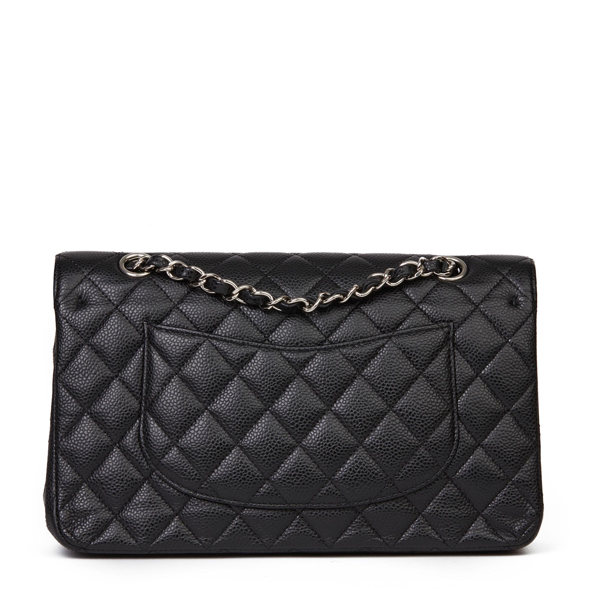 2011 Chanel Black Quilted Caviar Leather Medium Classic Double Flap Bag 1