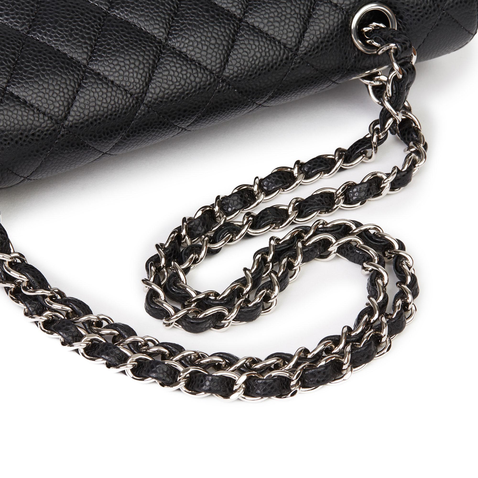 2011 Chanel Black Quilted Caviar Leather Medium Classic Double Flap Bag 4