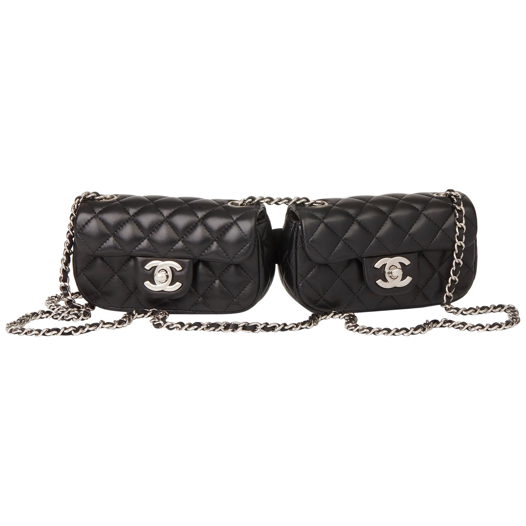 2011 Chanel Black Quilted Lambskin Double Mini Flap Bag