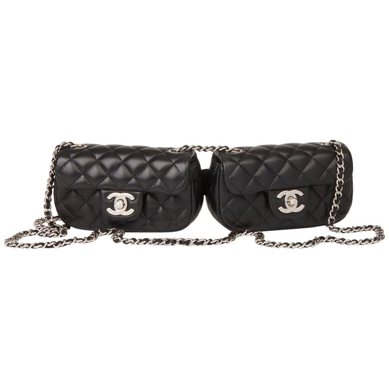 Authentic Chanel Black Mini Jersey Bag Silver HW Crossbody Bag 2011 WOC