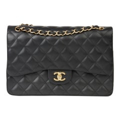 2011 Chanel Black Quilted Lambskin Jumbo Classic Double Flap Bag