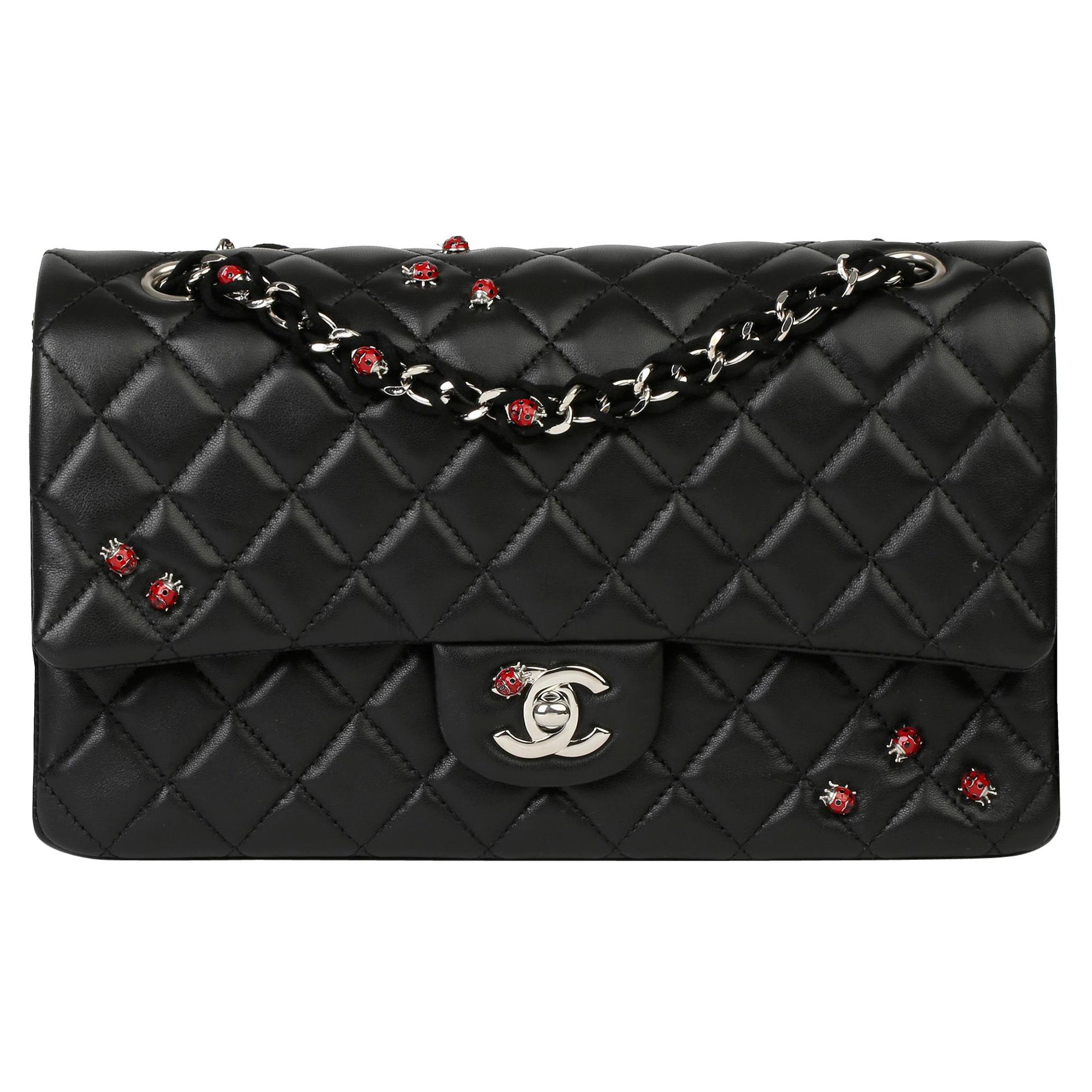 2011 Chanel Black Quilted Lambskin Lady Bug Medium Classic Single Flap Bag