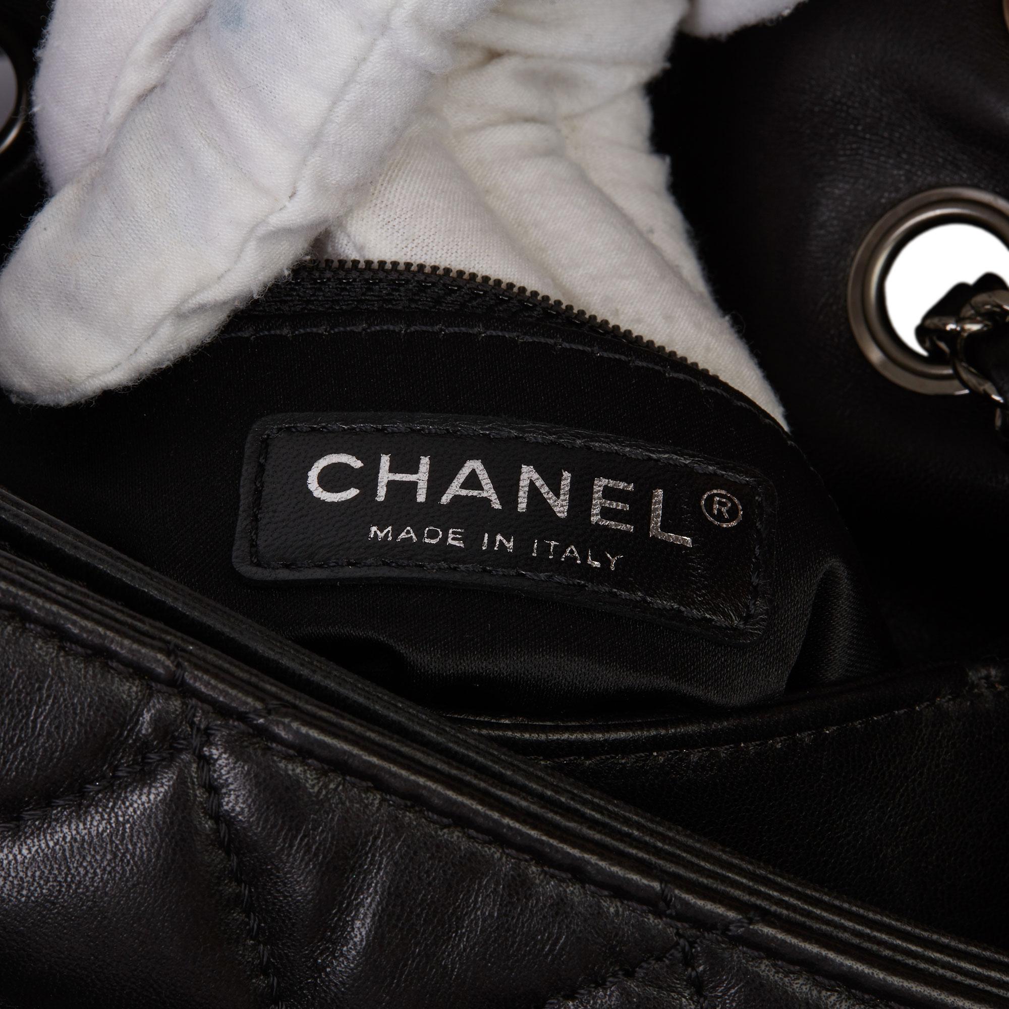 2011 Chanel Schwarz gesteppt Lammfell Dreifachfach klassische einzelne Klappe Tasche 7