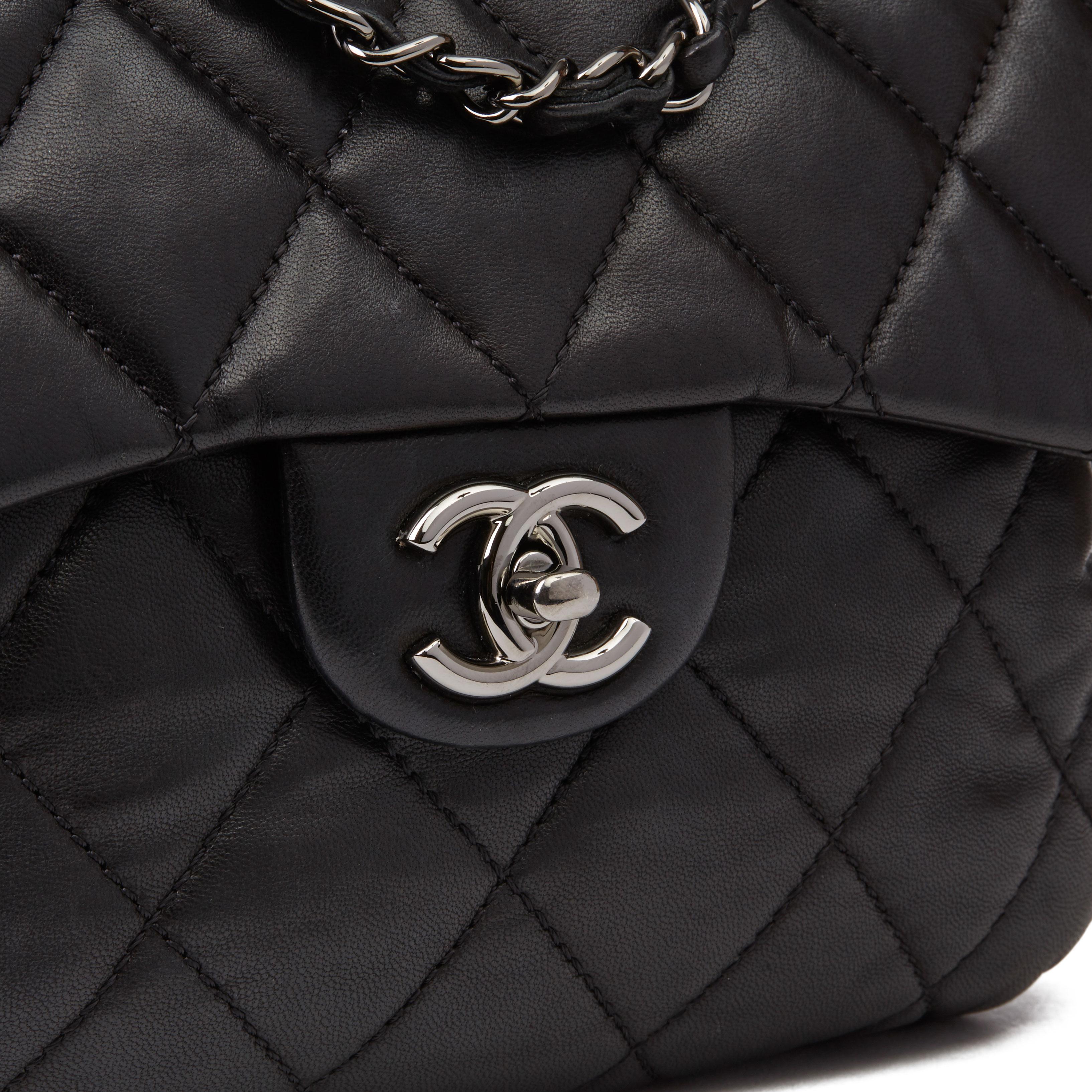2011 Chanel Schwarz gesteppt Lammfell Dreifachfach klassische einzelne Klappe Tasche 3