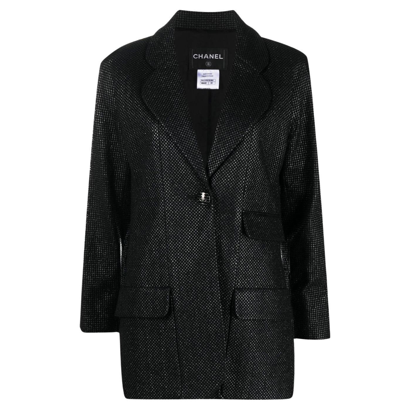 2011 Chanel Black Saint Tropez Lurex Blazer For Sale