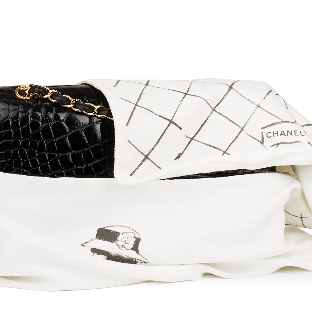 2011 Chanel Black Shiny Alligator Leather Jumbo Classic Double Flap Bag 7