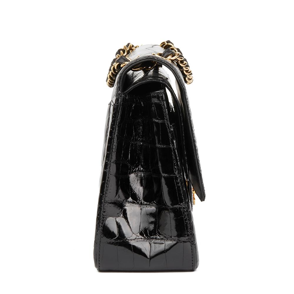 Women's 2011 Chanel Black Shiny Alligator Leather Jumbo Classic Double Flap Bag