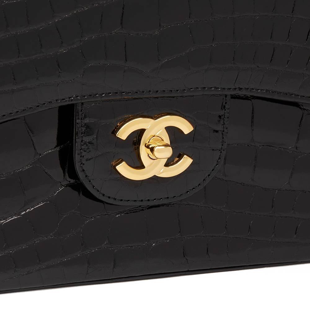 Women's Chanel Black Shiny Alligator Leather Jumbo Classic Double Flap Bag, 2011