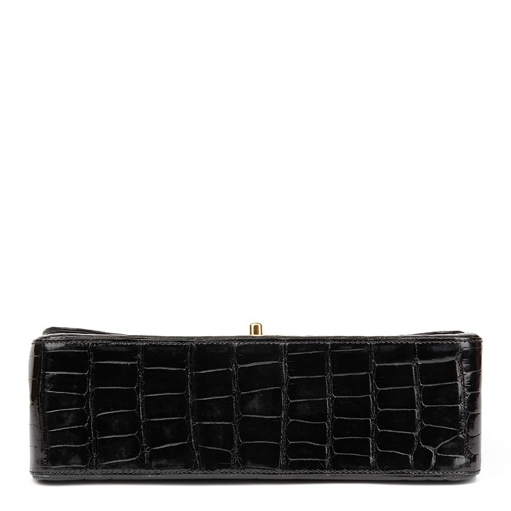 2011 Chanel Black Shiny Alligator Leather Jumbo Classic Double Flap Bag 2