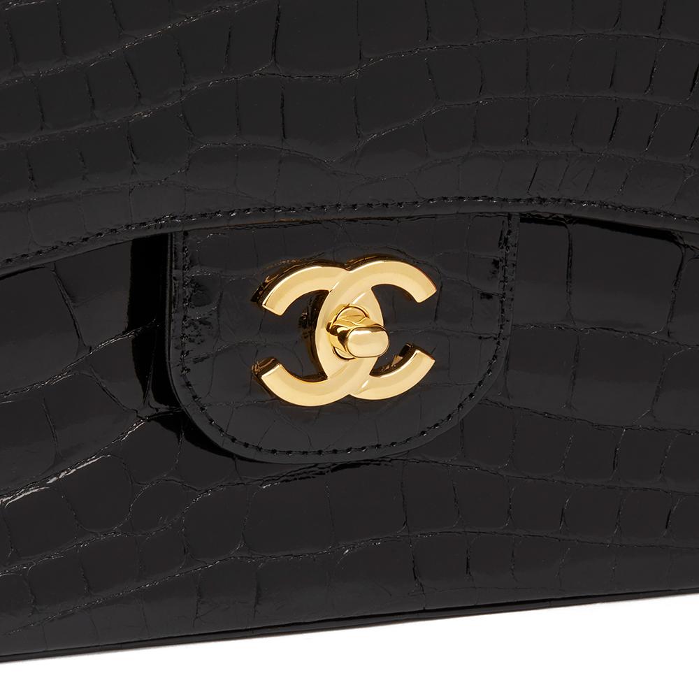 2011 Chanel Black Shiny Alligator Leather Jumbo Classic Double Flap Bag 3