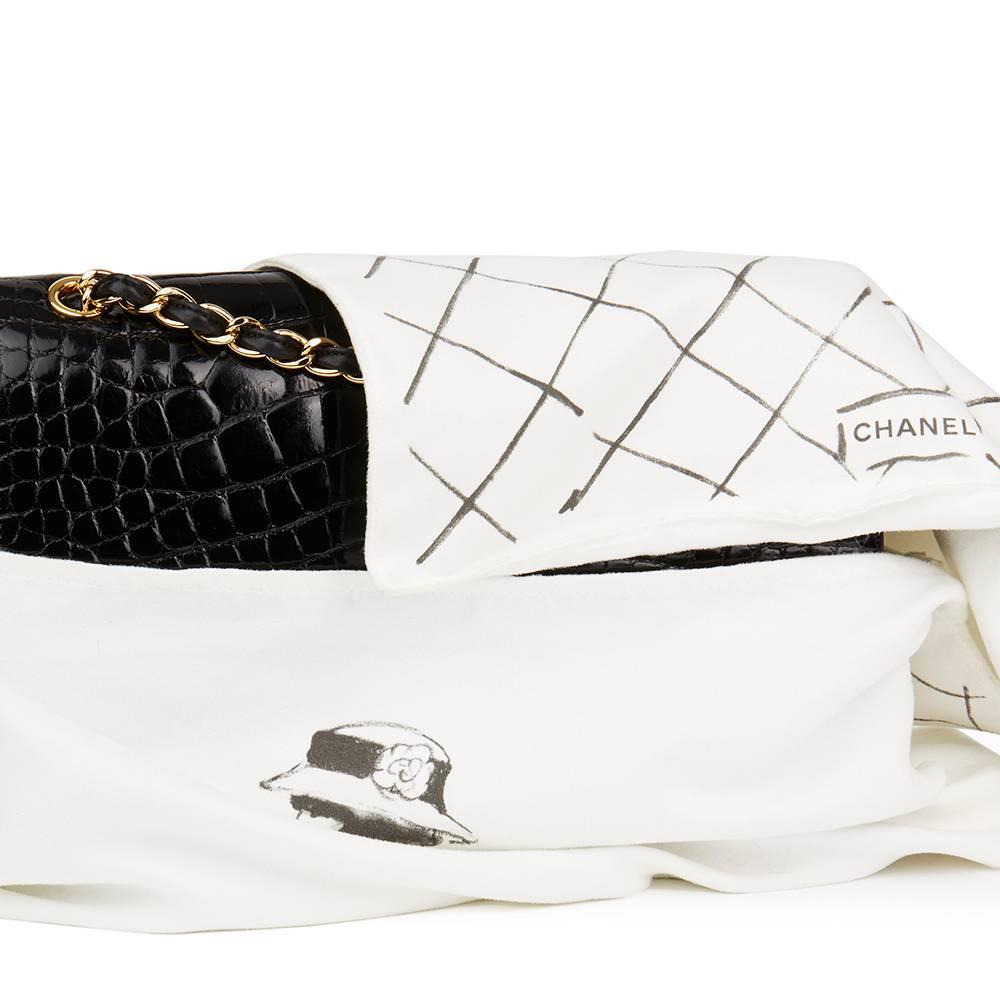 Chanel Black Shiny Alligator Leather Jumbo Classic Double Flap Bag, 2011 4