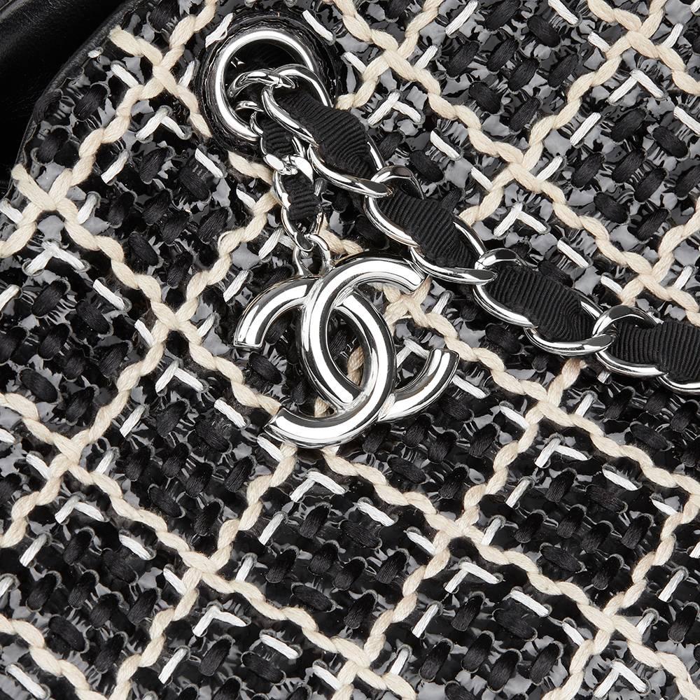 2011 Chanel Black Woven Patent Leather Stitch Just Mademoiselle Bowling Bag 2