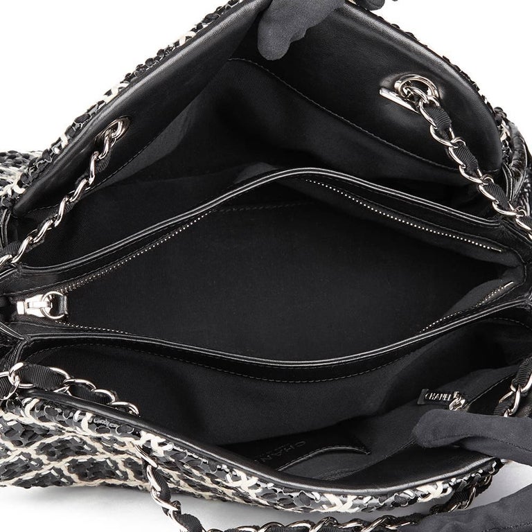 2011 Chanel Black Woven Patent Leather Stitch Just Mademoiselle Bowling ...