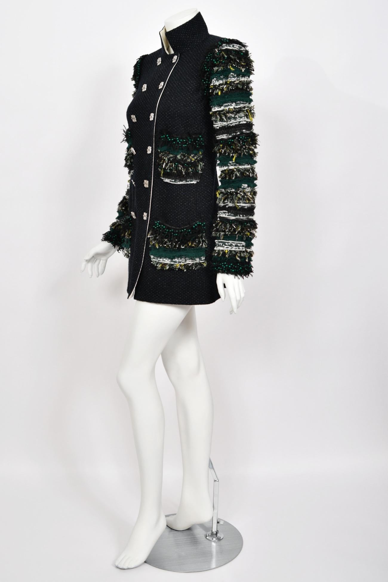 2011 Chanel by Karl Lagerfeld Runway Campaign Beaded Wool Double-Breasted Jacket For Sale 7