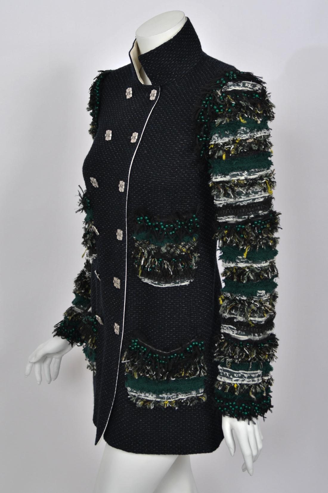 2011 Chanel by Karl Lagerfeld Runway Campaign Beaded Wool Double-Breasted Jacket For Sale 8