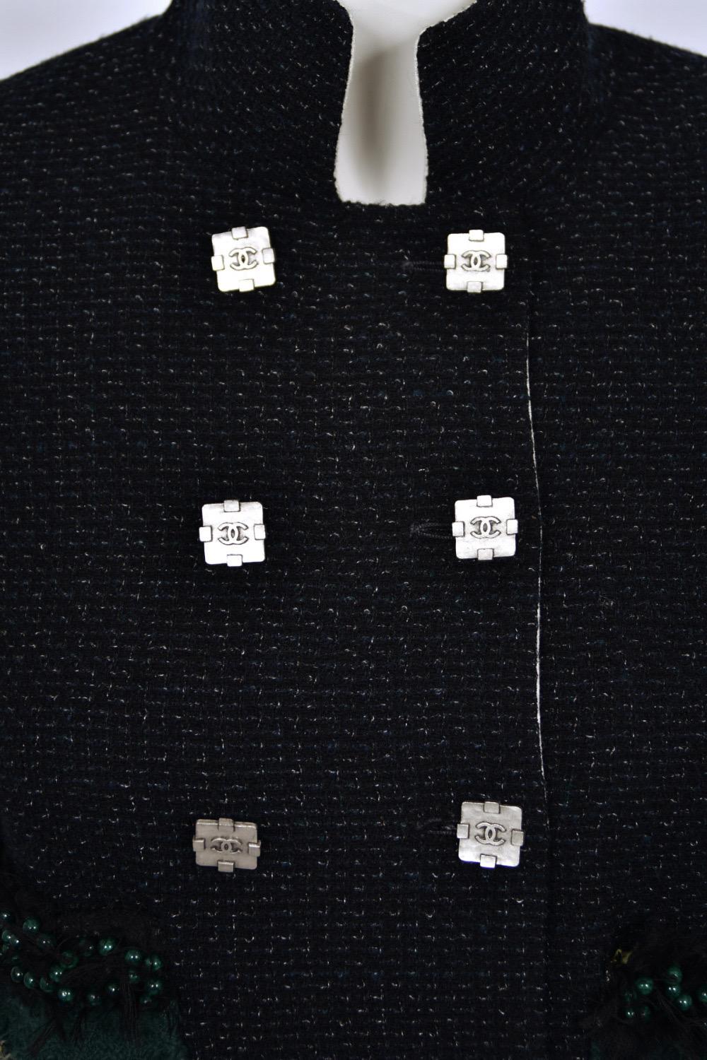 2011 Chanel by Karl Lagerfeld Runway Campaign Beaded Wool Double-Breasted Jacket For Sale 9