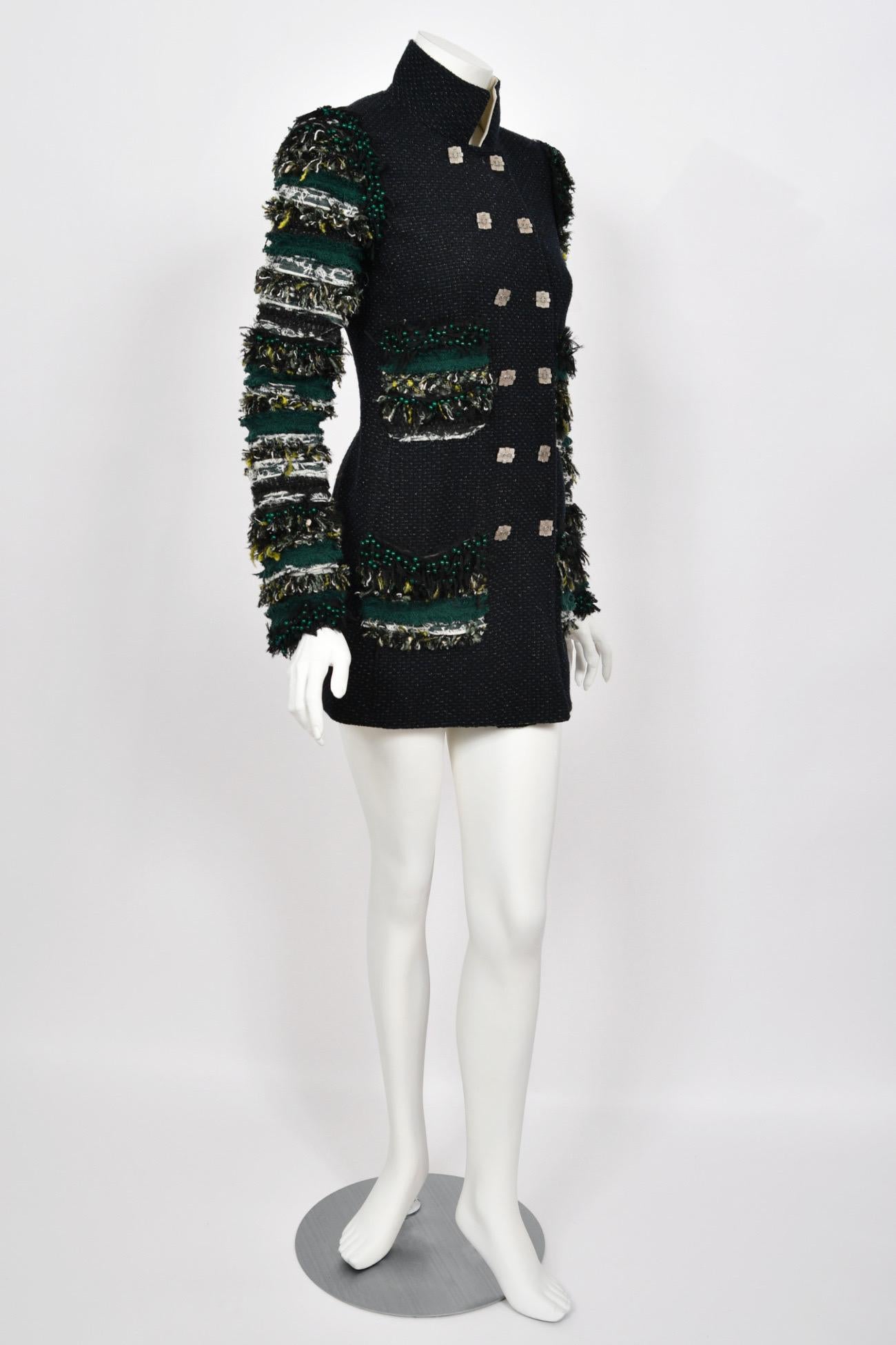 2011 Chanel by Karl Lagerfeld Runway Campaign Beaded Wool Double-Breasted Jacket For Sale 10