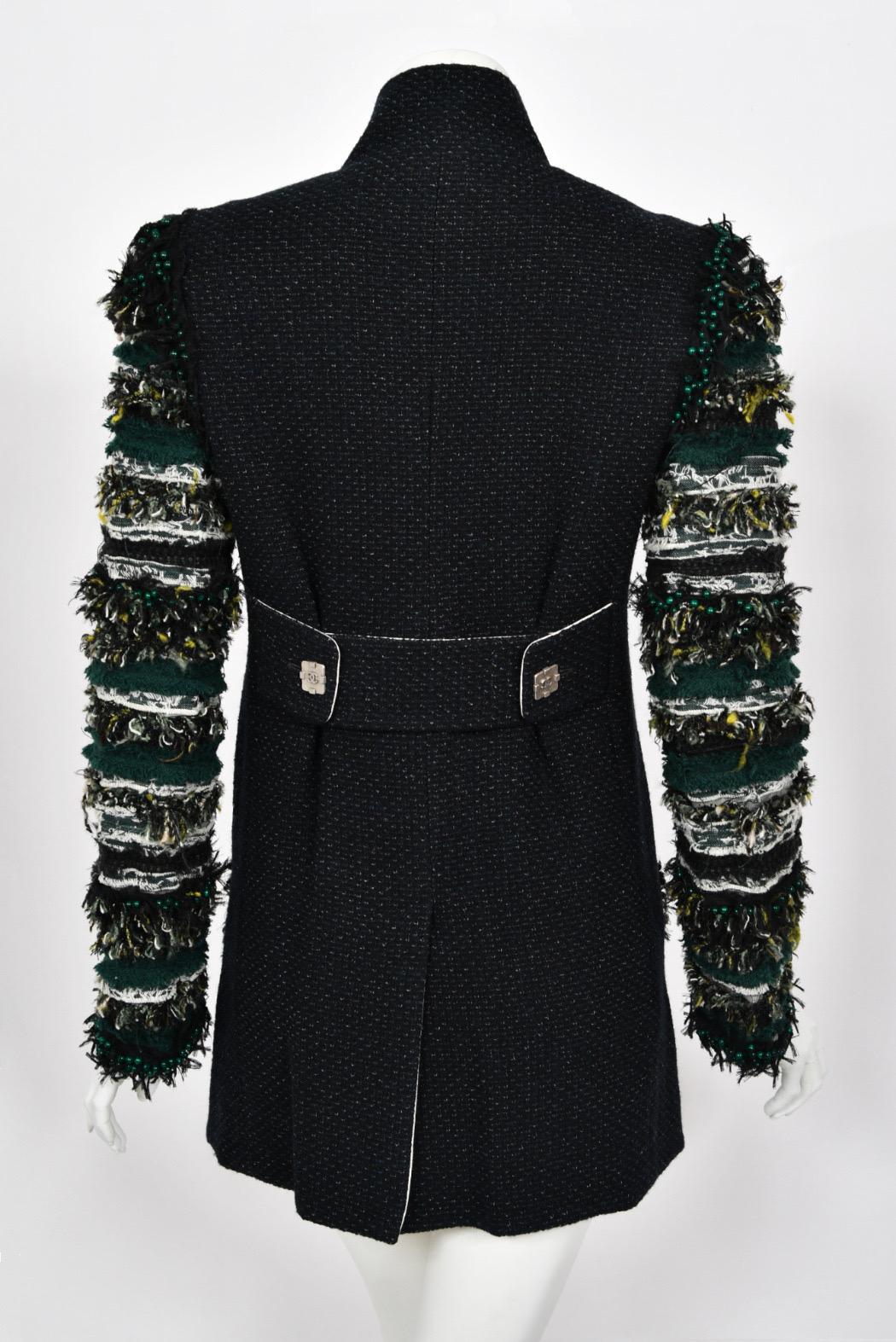 2011 Chanel by Karl Lagerfeld Runway Campaign Beaded Wool Double-Breasted Jacket For Sale 12