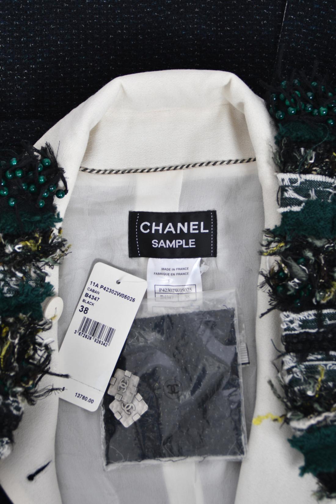 2011 Chanel by Karl Lagerfeld Runway Campaign Beaded Wool Double-Breasted Jacket For Sale 15