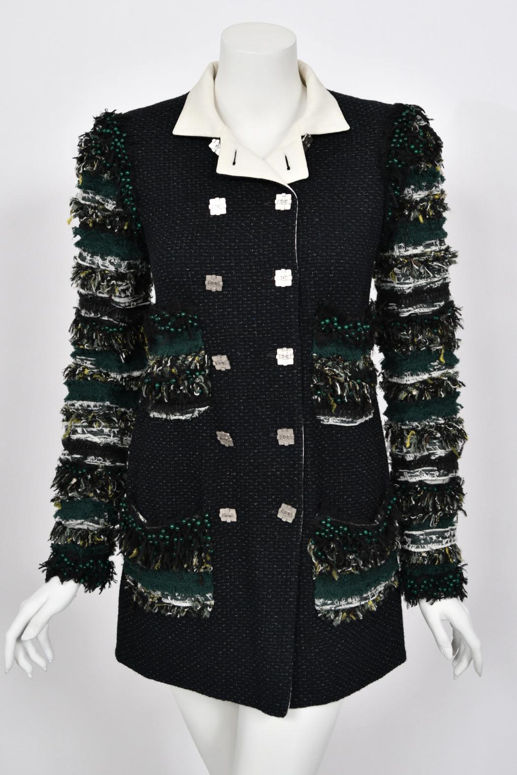 2011 Chanel by Karl Lagerfeld Runway Campaign Beaded Wool Double-Breasted Jacket For Sale 1